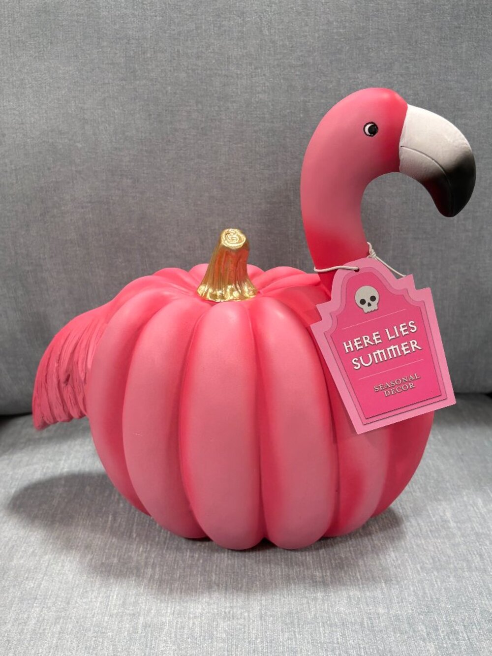 Broomstick Blvd Halloween RARE Pink Flamingo Pumpkin Summerween Resin Figure NEW